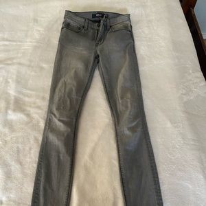 Hudson dark grey distressed bottom skinny jeans